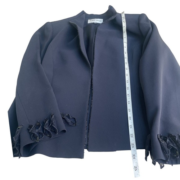 Albert Nipon Vintage Formal Navy Formal Suit with Fringe Beaded Hem RARE - Picture 9 of 16